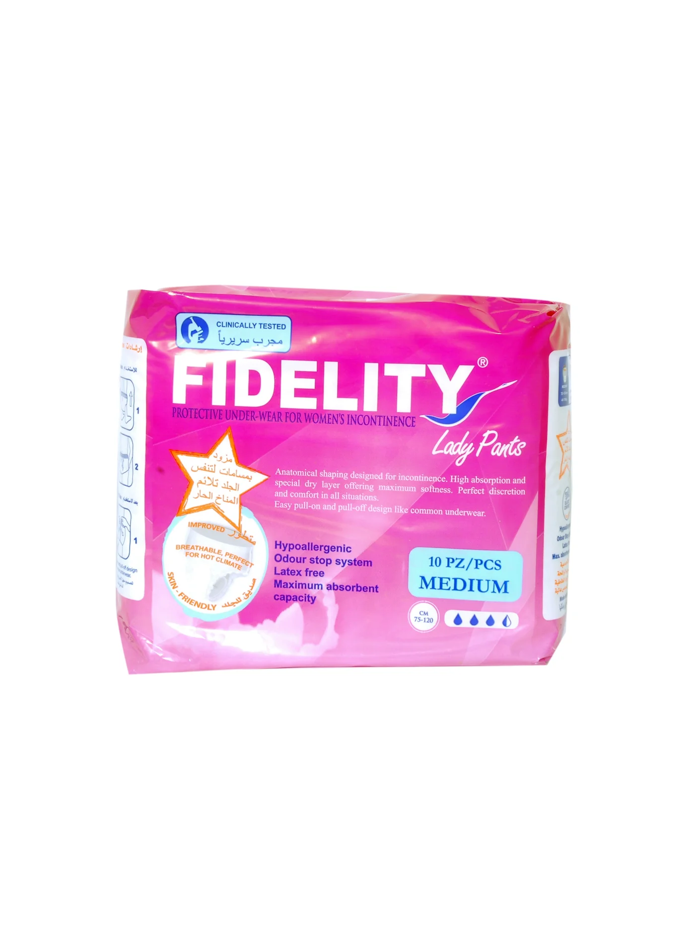 FIDELITY Absorbent Protective Underwear for Women (Medium, 10 Pack) 3nv2c