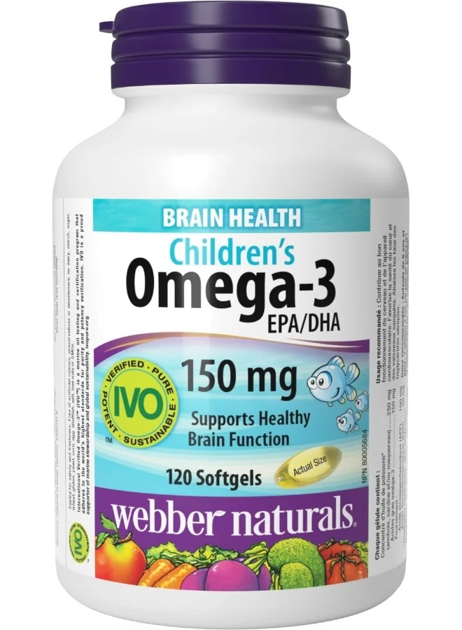 Webber Naturals Omega-3 For Children DHA EPA Softgels (120 Chewable Softgels) 1g6n9