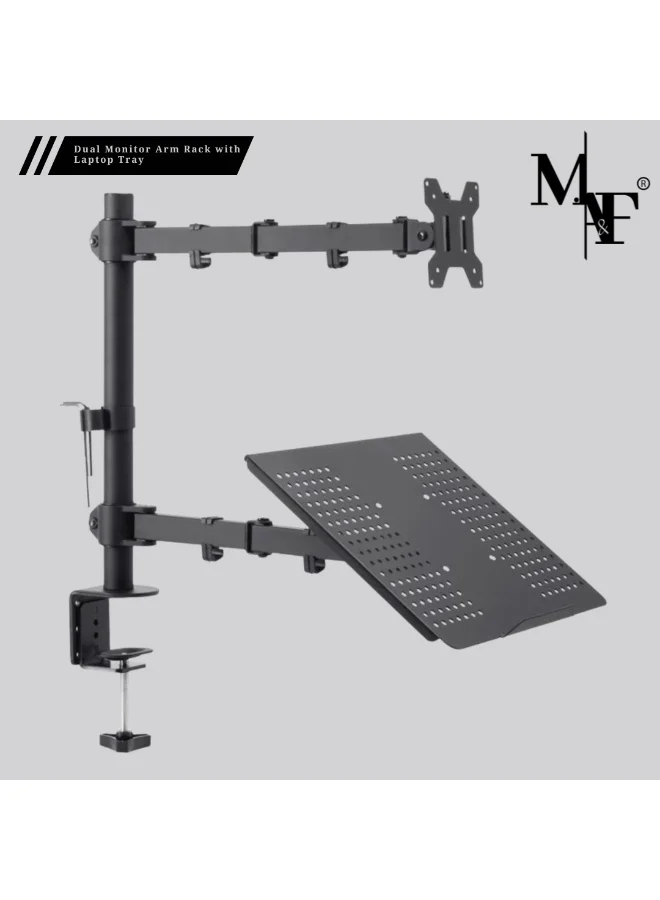 M.A&F's Ergonomic Monitor Arm with Laptop Tray Desk Mount Adjustable Stand for 13 to 27 Inch Screens and 17 Inch Notebooks (VESA 75/100) ma4el