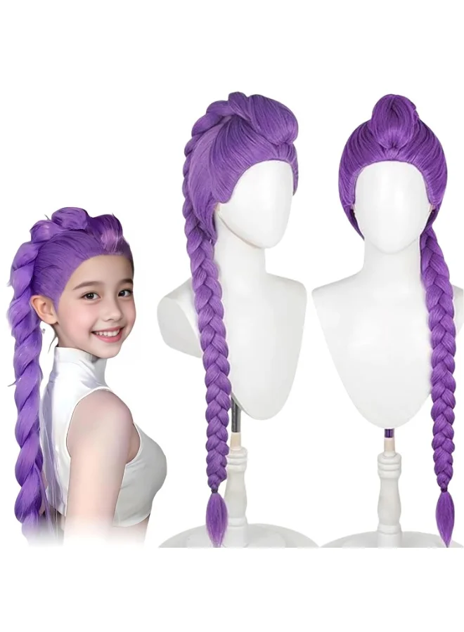 OSHIMA Long Braid Wig Premium Synthetic Hair for Cosplay and Costume Parties (Purple, 60 cm) feq2z