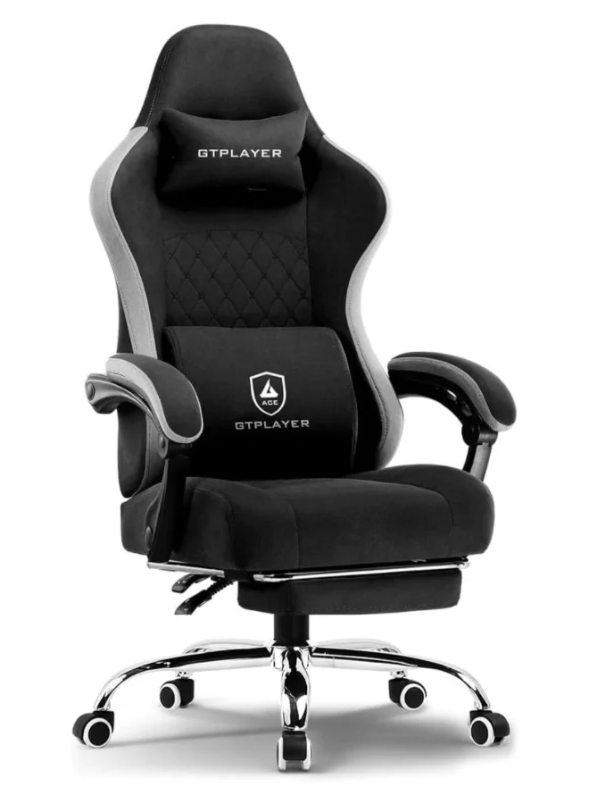 GTPLAYER Ergonomic Gaming Chair with Pocket Spring Cushion and Footrest (Black, Adjustable Lumbar Support) vzv7p