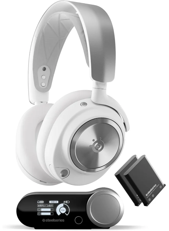 Premium Wireless Gaming Headset with Active Noise Cancellation and High-Fidelity Neodymium Drivers (White, Multi-Platform Compatibility) ukivd