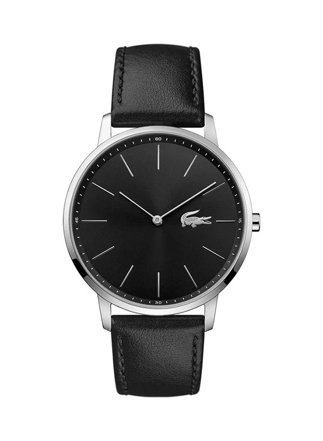 Premium Analog Quartz Wrist Watch for Men with Genuine Leather Strap (Black, 41 mm) 2jhcw