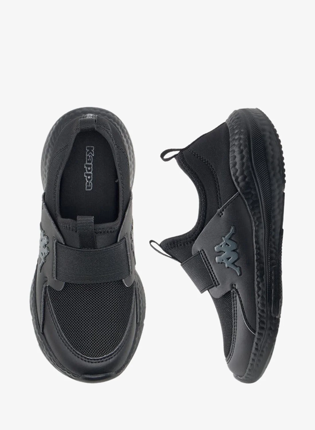 Kappa Boys Slip-On Sports Shoes Lightweight Breathable Athletic Sneakers with Pull Tab Detail (Kids, Black, 30 EU) p65o4