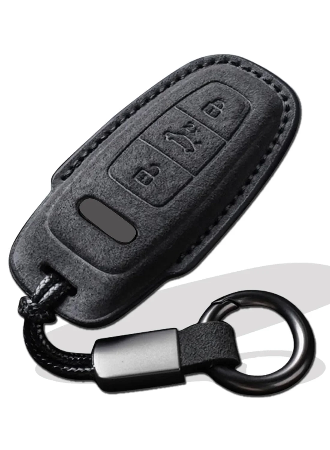NOSKIN Premium Alcantara Leather Smart Key Cover Case with Keychain (Black, 1 Piece) ixnf2