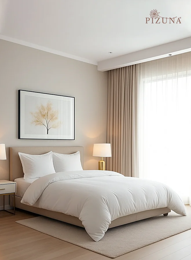 PIZUNA Premium Combed Cotton King Duvet Cover Set, 400 Thread Count Breathable Sateen Weave Bedding with 2 Pillowcases (White, 220x240 cm) 6b9n2