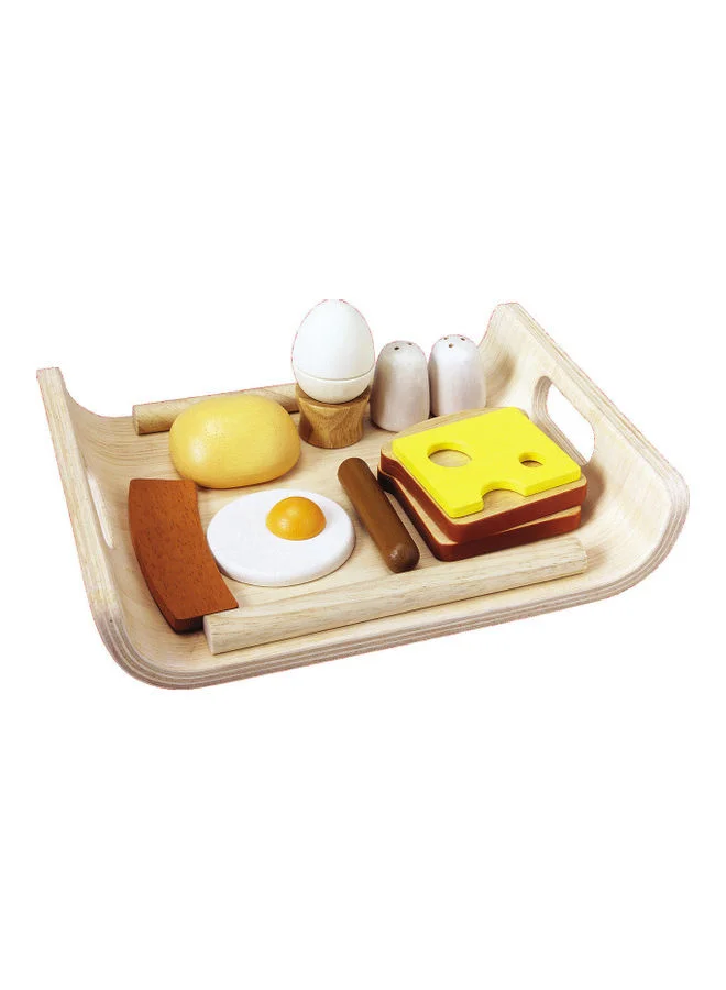 PlanToys Wooden Breakfast Menu Set Educational Pretend Play Food Toy (1 Set) am5on