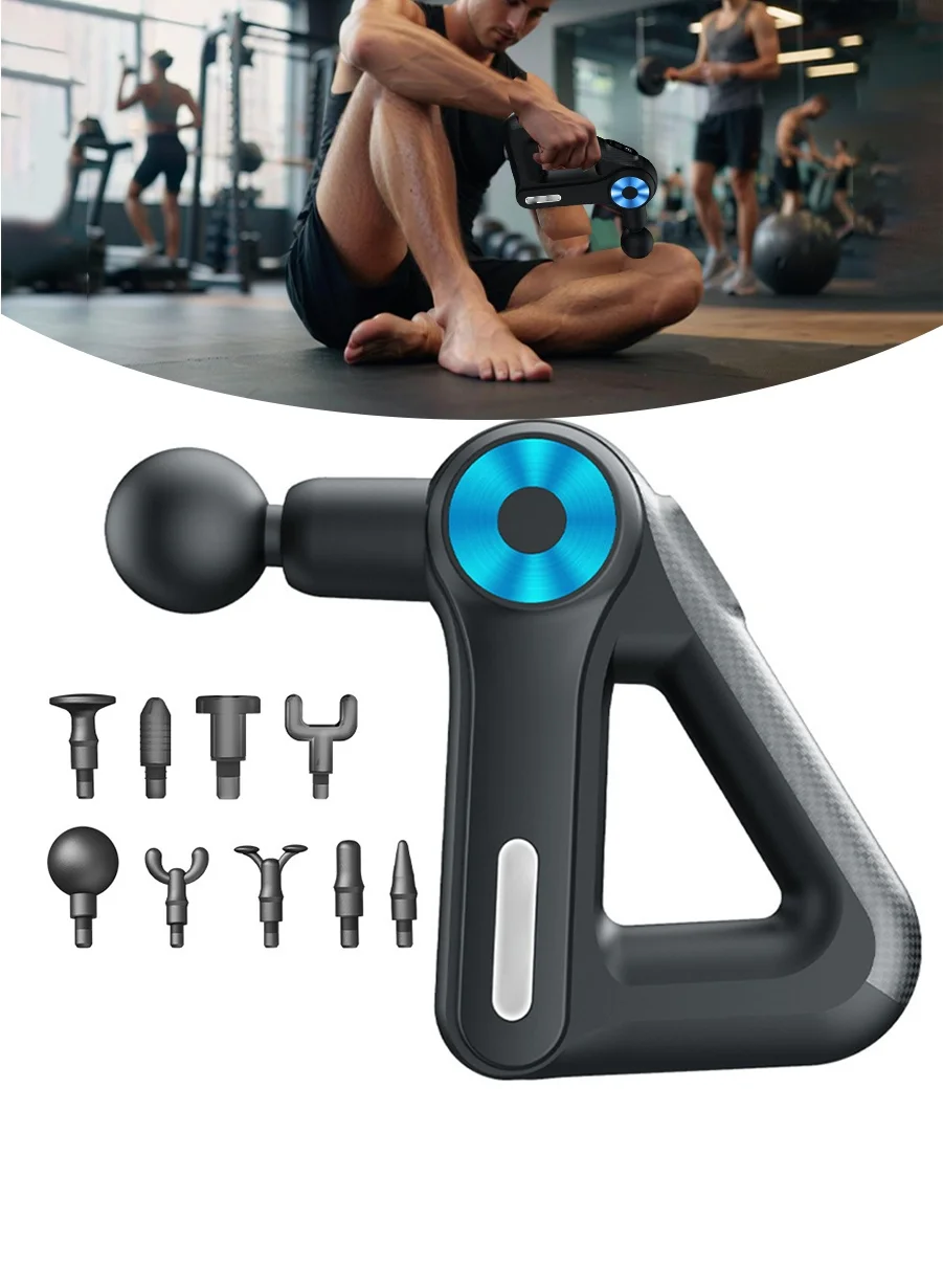 BEIRUI Professional Handheld Percussion Massager with 9 Attachments and 9 Speed Levels for Muscle Recovery (Portable, Deep Tissue) 6gacp