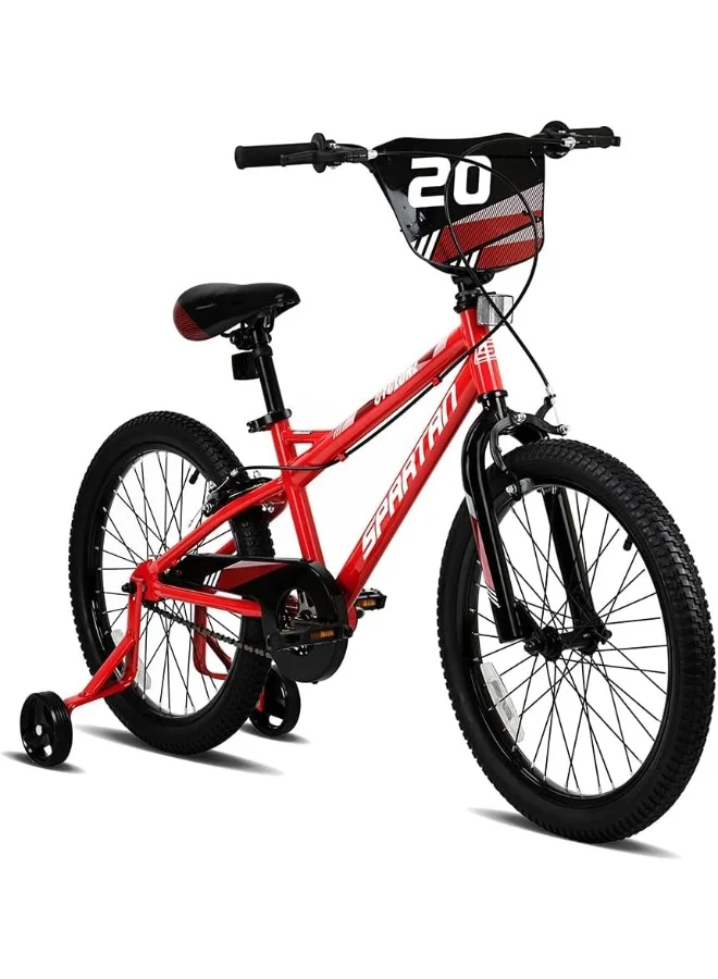 Spartan Kids Bike 20-Inch Wheel Single Speed Bicycle with Training Wheels and Adjustable Seat (Red, 50.8 cm) eir4j
