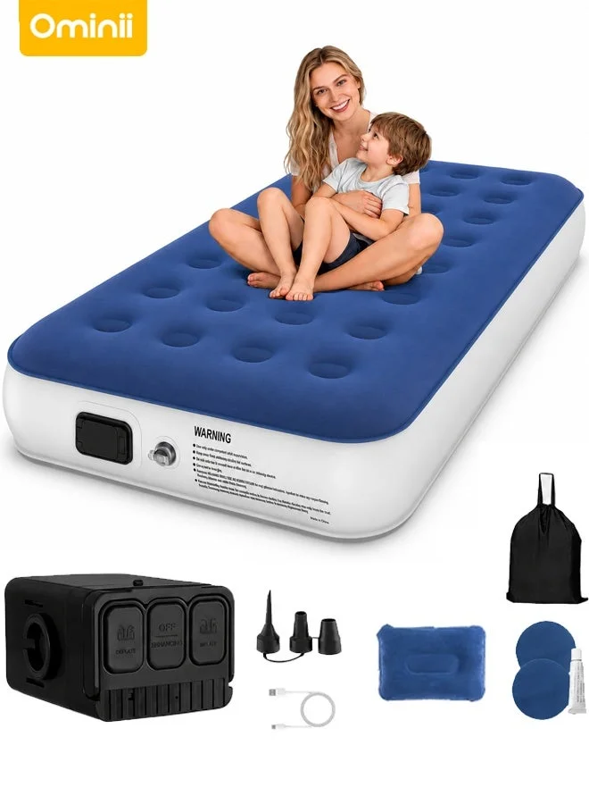 Ominii Single Air Bed with Built-in Pump, Portable Inflatable Mattress for Camping and Home Use (190 cm x 99 cm) iseoo