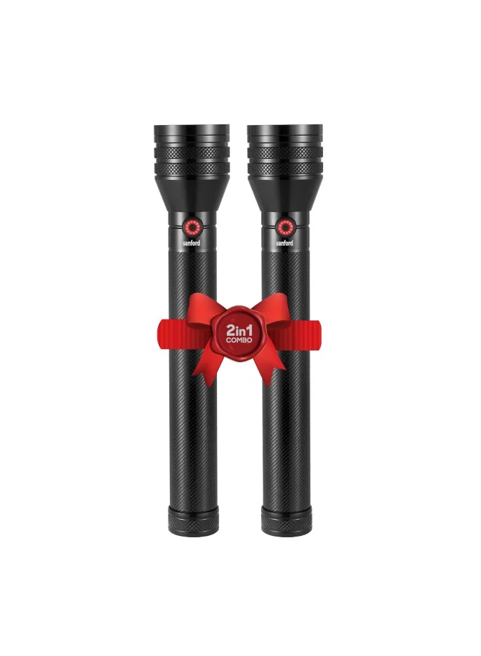 Sanford Rechargeable LED Searchlight Tactical Flashlight (Aluminum, 20W, 2 Pack) qjvq8