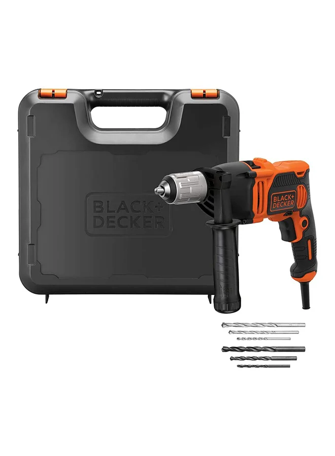 Premium 850W Corded Hammer Drill Set with 6 Drill Bits for Metal Wood and Masonry (Orange/Black, 3100 RPM) 9e23o