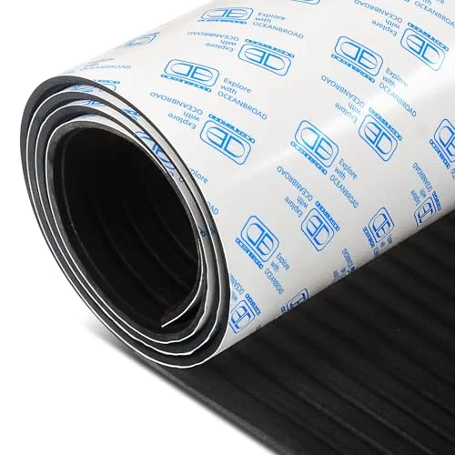 OCEANBROAD EVA Foam Boat Flooring Sheet Non-Slip Traction Pad for Marine Decking and Water Sports (Black, 122x41 cm) qyeic