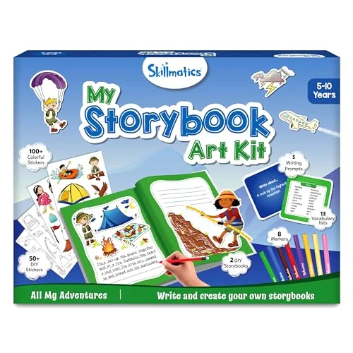 Creative Storybook Art Craft Kit for Kids DIY Adventure Writing Journal Set with 300 Stickers (Educational Activity Set) 2nhhs