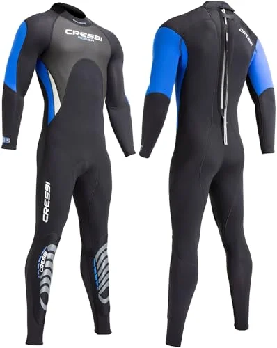 Premium Full Body Wetsuit for Men 3mm Neoprene Diving Suit for Water Sports (Black/Blue, Small) xx05w