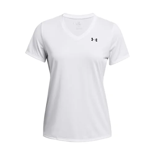 Premium Athletic Tech V-Neck Short Sleeve Performance Shirt for Women (White, Medium) lb50t