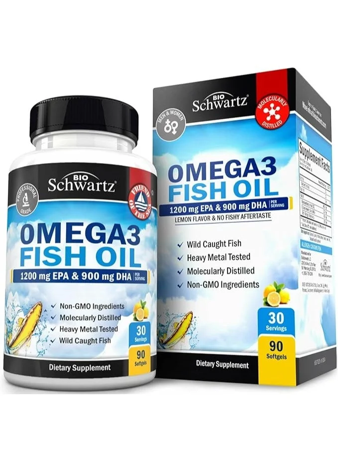 Premium Omega 3 Fish Oil Supplement (High-Potency EPA and DHA, 90 Softgels) 8s7jd