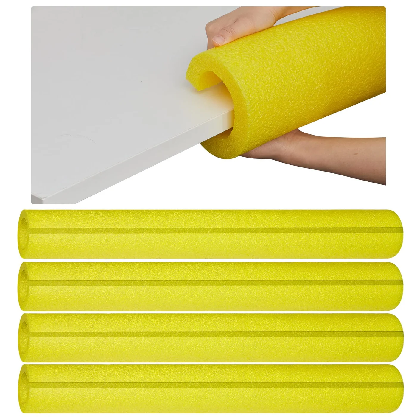 Hanaive Jumbo Swimming Pool Noodles Premium Foam Floating Aid for Water Recreation and DIY Craft Projects (Yellow, 4 Pack, 101.6 cm x 10.4 cm) cal04