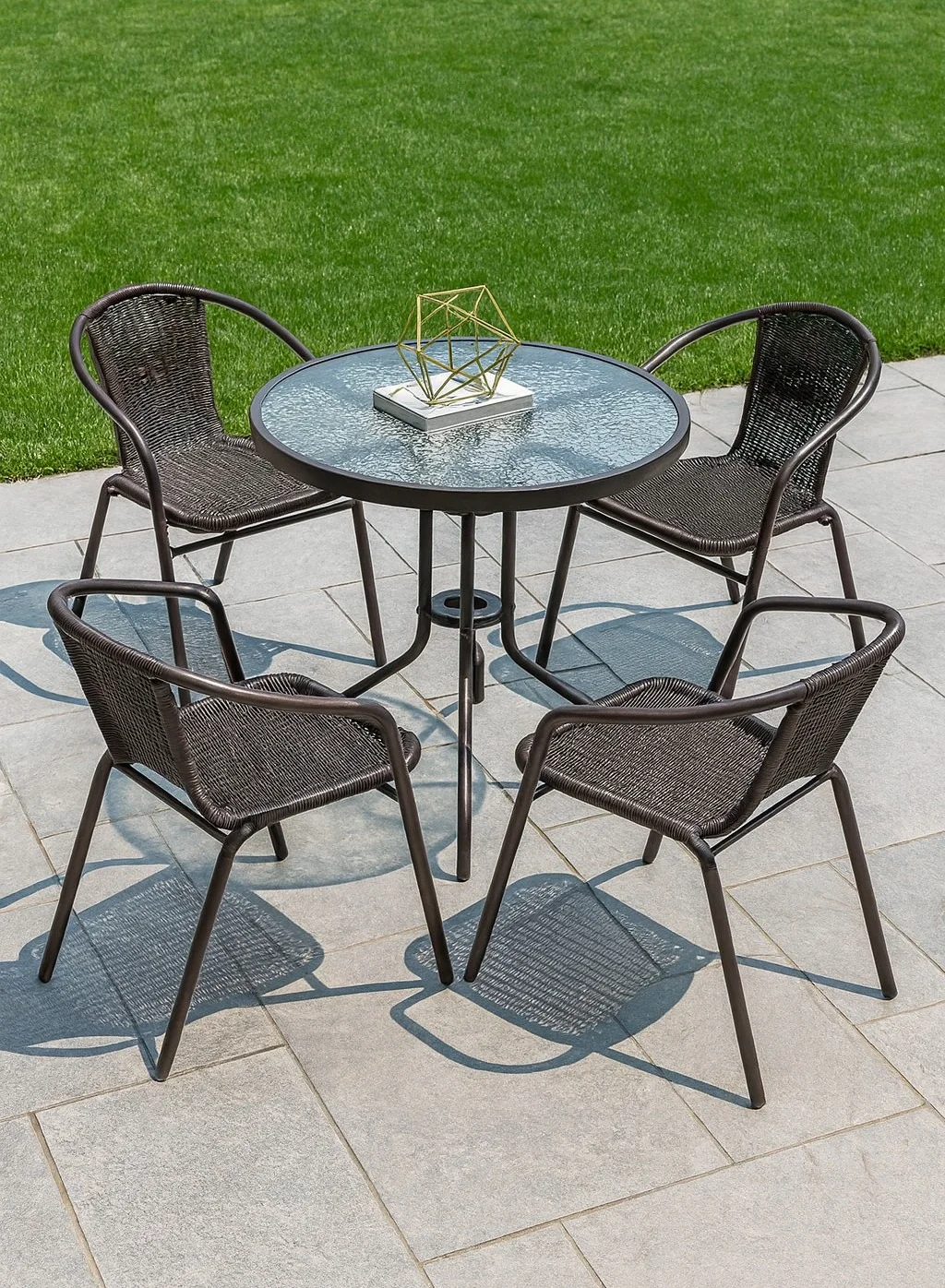 Harmony Home 5-Piece Outdoor Garden Dining Set (Poly Rattan Patio Table and 4 Chairs, Anthracite Grey, Premium Terrace Furniture) 47qpu