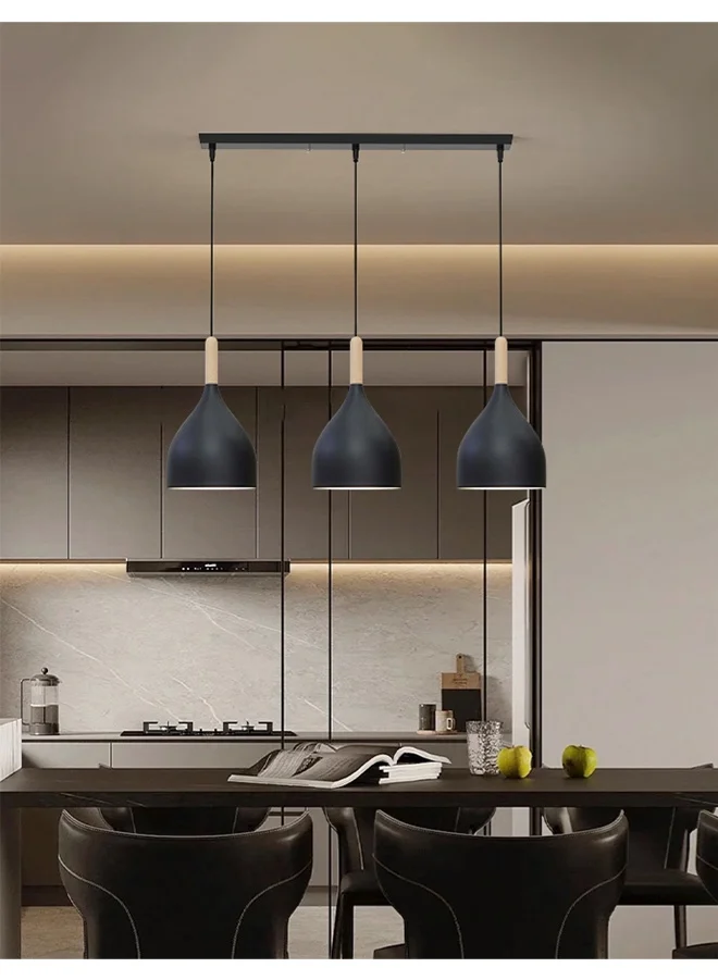 APEX Mid Century Chandelier Modern Ceiling Pendant Light Adjustable Industrial Fixture for Kitchen Living Room Dining Room (Black, 40 cm) fz6m1