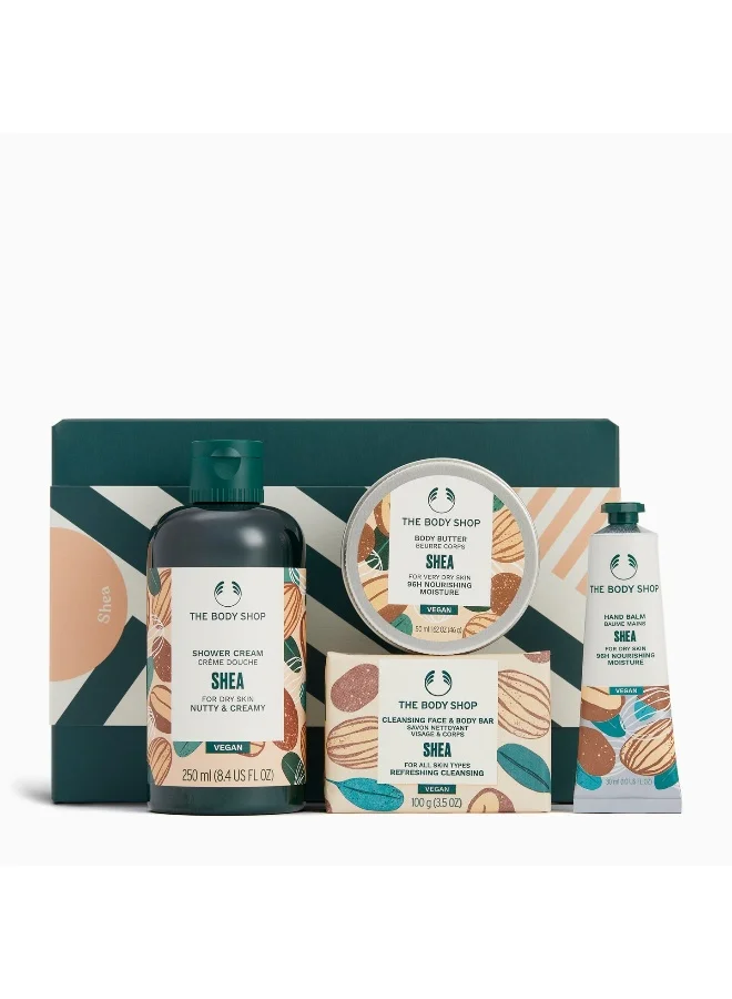 Shea Essentials Gift Set Premium Shea Butter Skincare Collection For Dry Skin (250 mL, 100 g, 50 mL, 30 mL) cbr4h