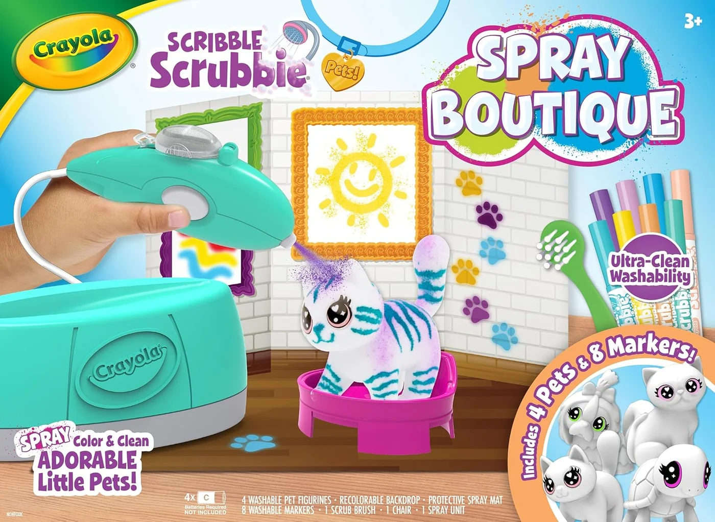 Creative Art Activity Set for Kids Scribble Scrubbie Pets Airbrush Boutique (1 Set) t3tab