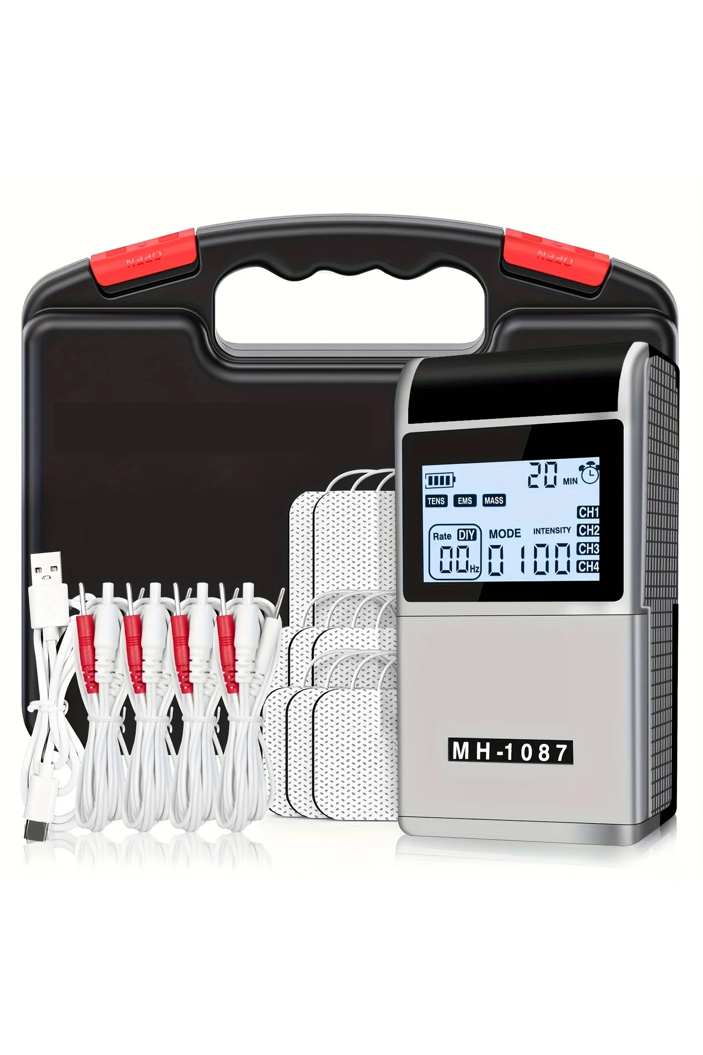 MAUSTOR EMS TENS Muscle Stimulator with 48 Modes and 8 Pads (Rechargeable, Professional Electrotherapy Device for Back and Neck) f10yo