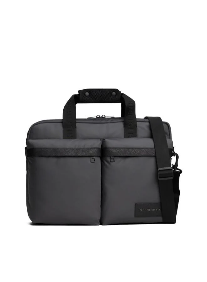 Premium Textile Laptop Bag with Logo Patch and Front Pocket (Unisex, 40 cm x 30 cm) pe1i4