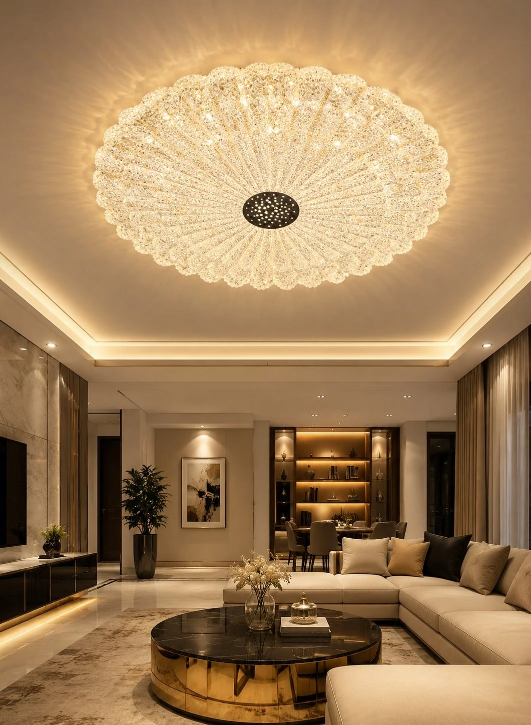 MODI Round LED Ceiling Light 80W 6000 Lumens Modern Flush Mount Lamp (3-Color Lighting, 50cm) 1hgxe