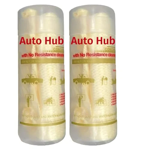 Auto Hub Leatherette Chamois Cloth for Car Cleaning, High-Absorbency Drying Towel (Set of 2) tzhkp