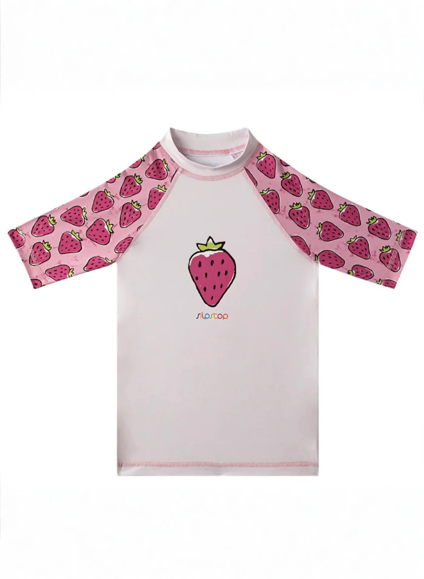 Slipstop Strawberry Junior Rashguard Premium UV Protection Swim Shirt for Kids (Pink, 4-5 Years) hk42d