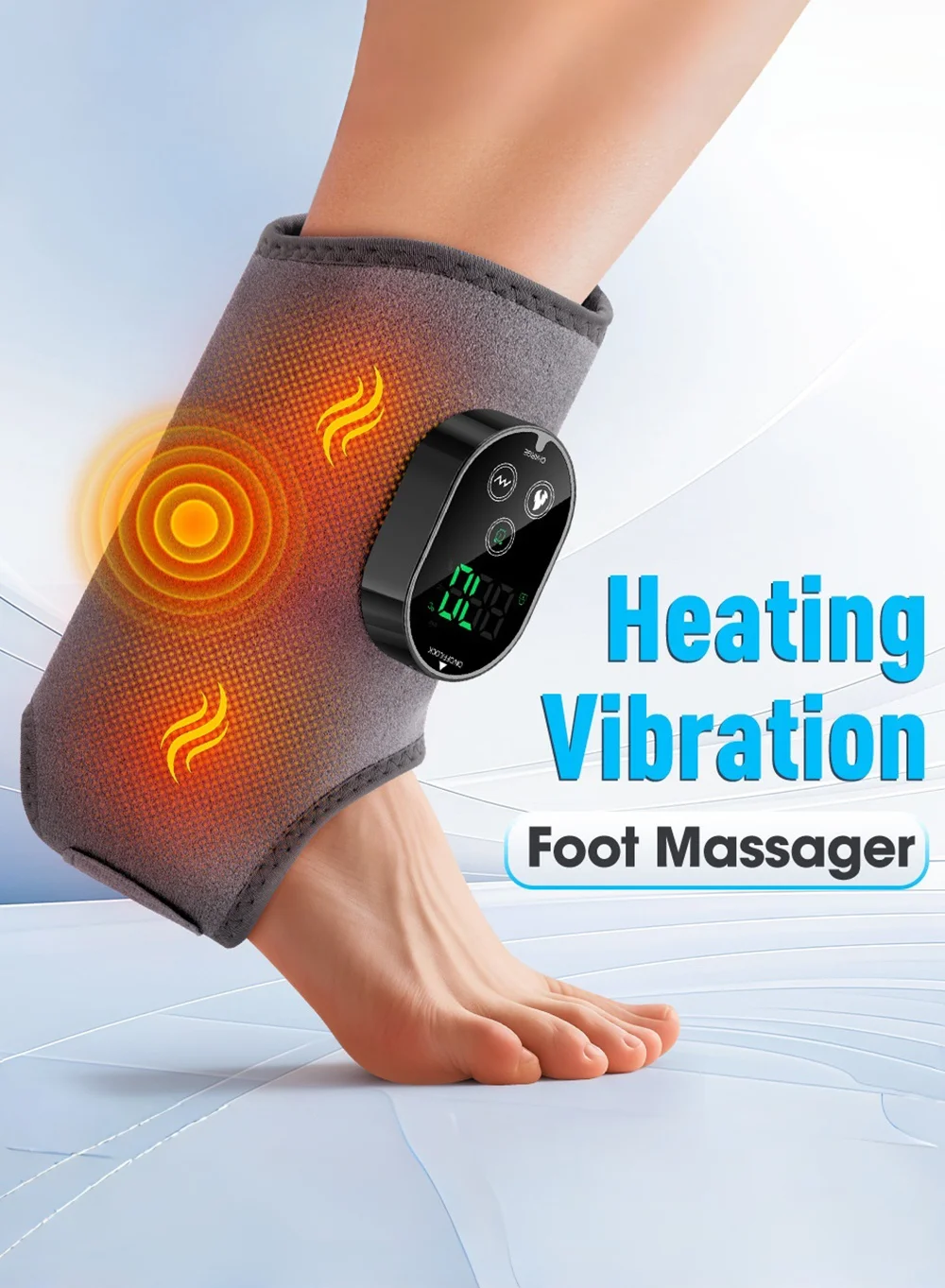 EzzySo Electric Heating Ankle Massager with Vibration and Hot Compress (Adjustable Wrap, One Size) 6zsih