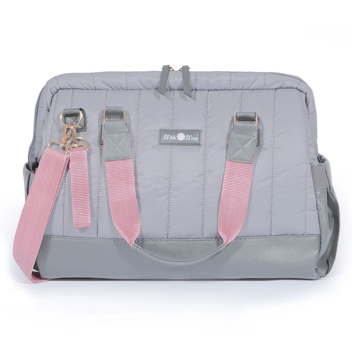 Milk & Moo Quilted Tote Diaper Bag Water Resistant Vegan Leather Travel Organizer (Large, 40x30x15 cm) h5srp