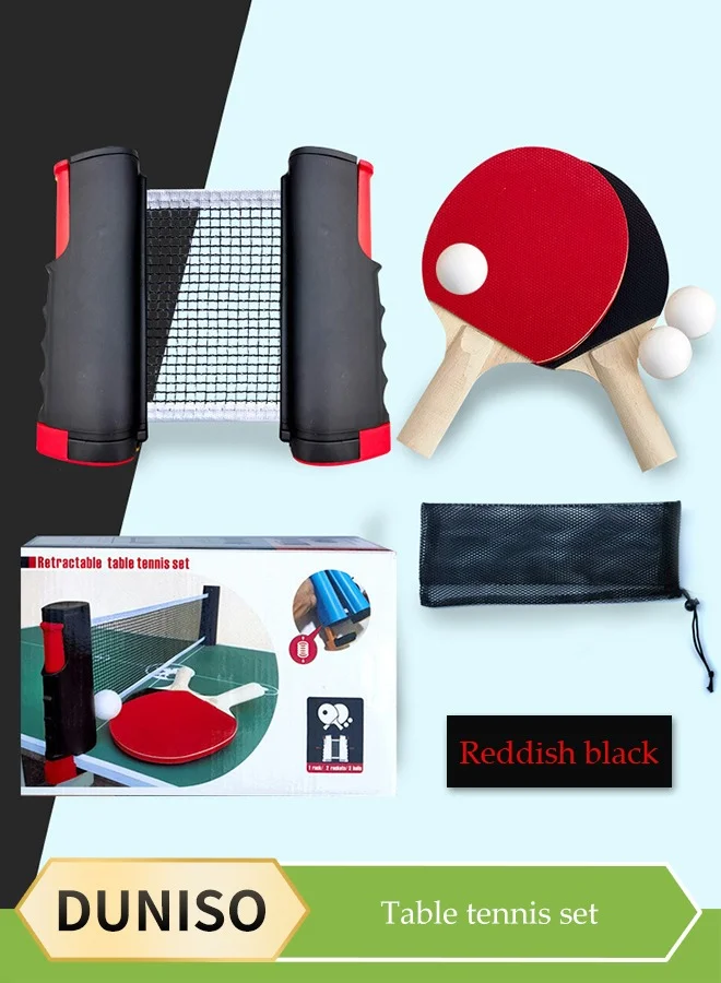 DUNISO Table Tennis Beginner Training Set with 2 Soft Racquets 3 Balls and Retractable Net (Complete Kit) 1gx41