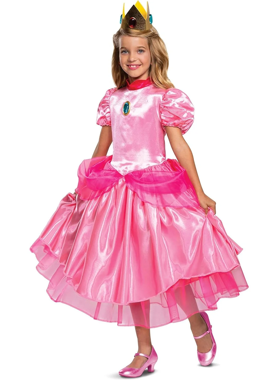 Party Centre Princess Peach Costume Dress Premium Roleplay Outfit for Girls (Pink, 120 cm) lvdap