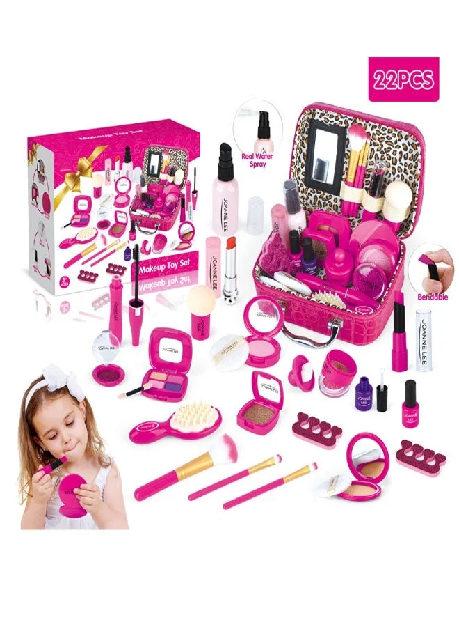 JOANNE LEE Kids Makeup Kit Pretend Play Cosmetic Set with Carrying Bag (For Girls, 1 Set) 5tkz0