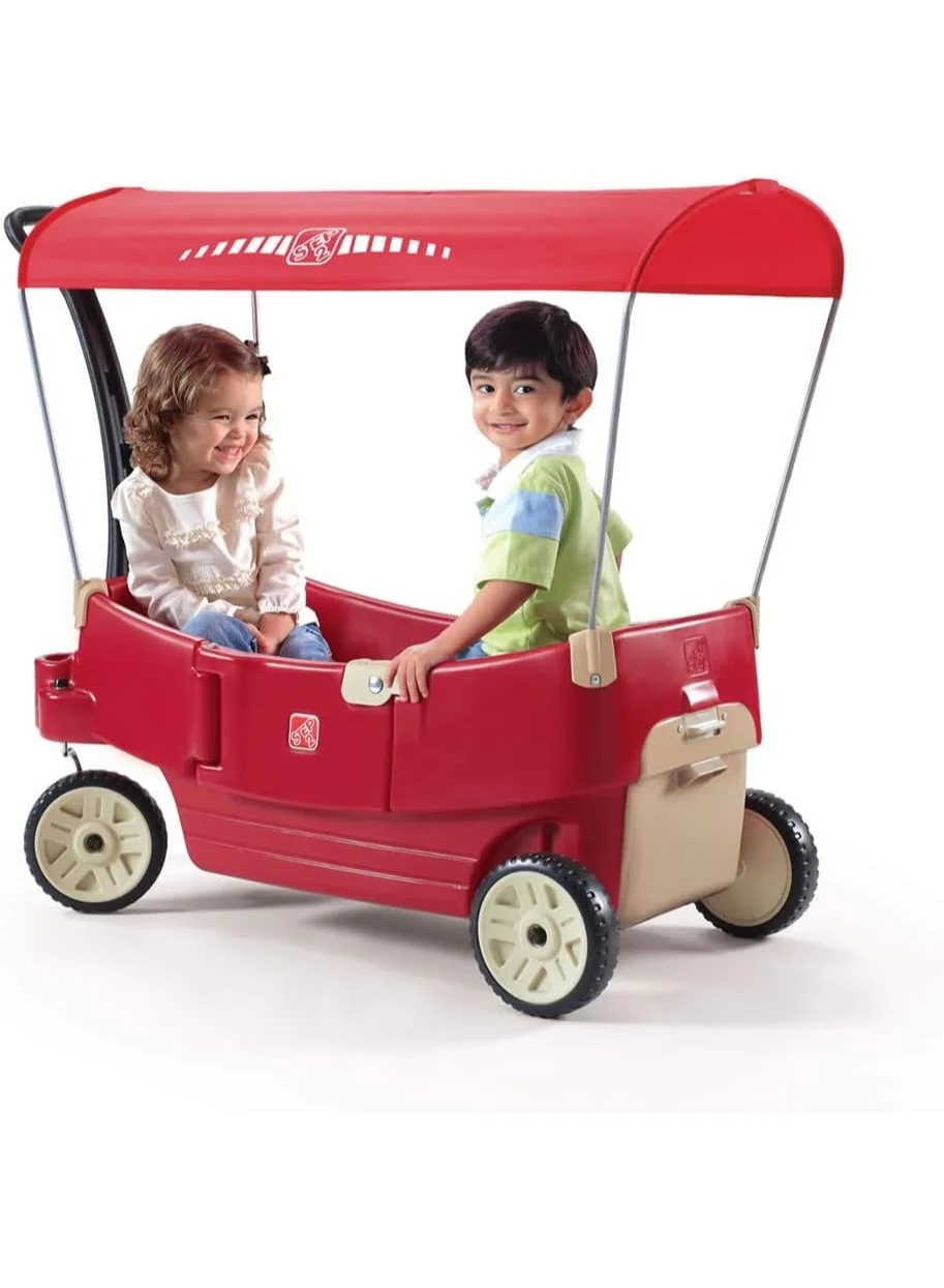 Premium Convertible Kids Canopy Wagon with Whisper Ride Wheels and Storage (Unisex, 1.5-5 Years) 5an8m