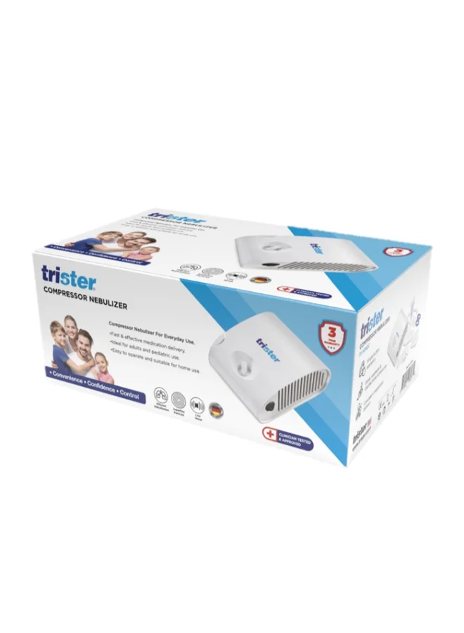 Trister Compressor Nebulizer System Premium Home Use Device For Adults And Children (White, 1 Unit) xxlpp