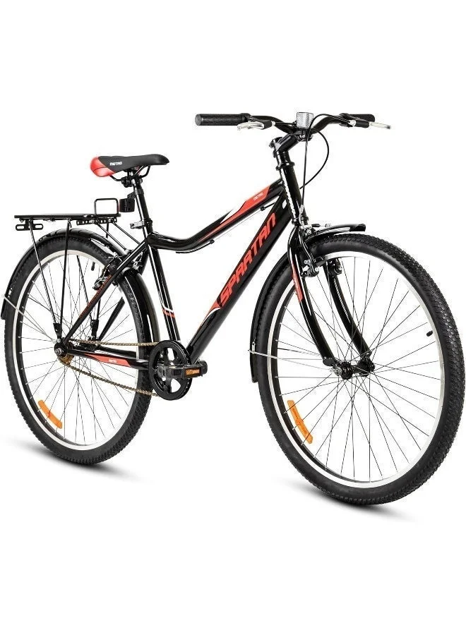 Spartan Metro Commuter Bike Single Speed Lightweight Alloy Steel Frame (Black/Grey, 24-Inch Wheel) de6gh