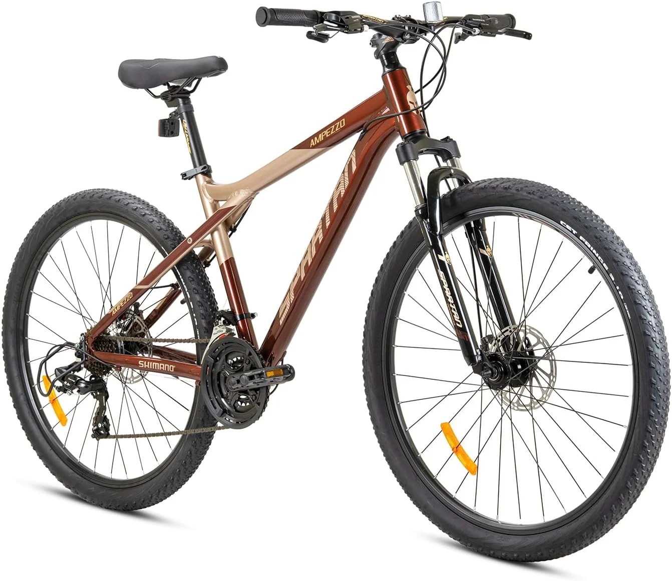Spartan Ampezzo Mountain Bike 27.5-Inch Wheel Alloy Frame 21-Speed Drivetrain with Front Suspension and Disc Brakes (Espresso Brown) zivkg