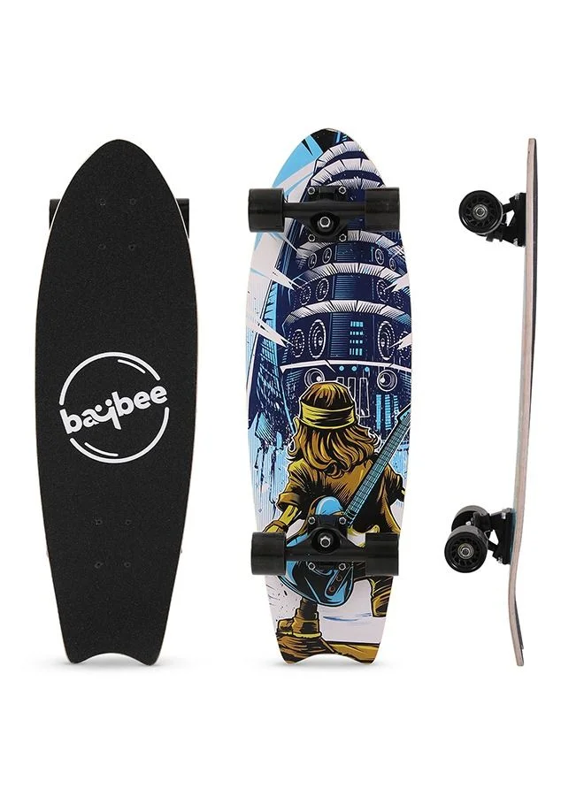 BAYBEE Premium Maple Wood Skateboard Double Kick Concave Deck for Beginners and Teens (68 cm) yqarc