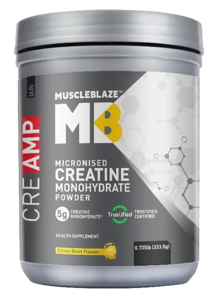 MuscleBlaze Micronised Creatine Monohydrate CreAMP Powder (Citrus Blast, 333.5g) fua4t