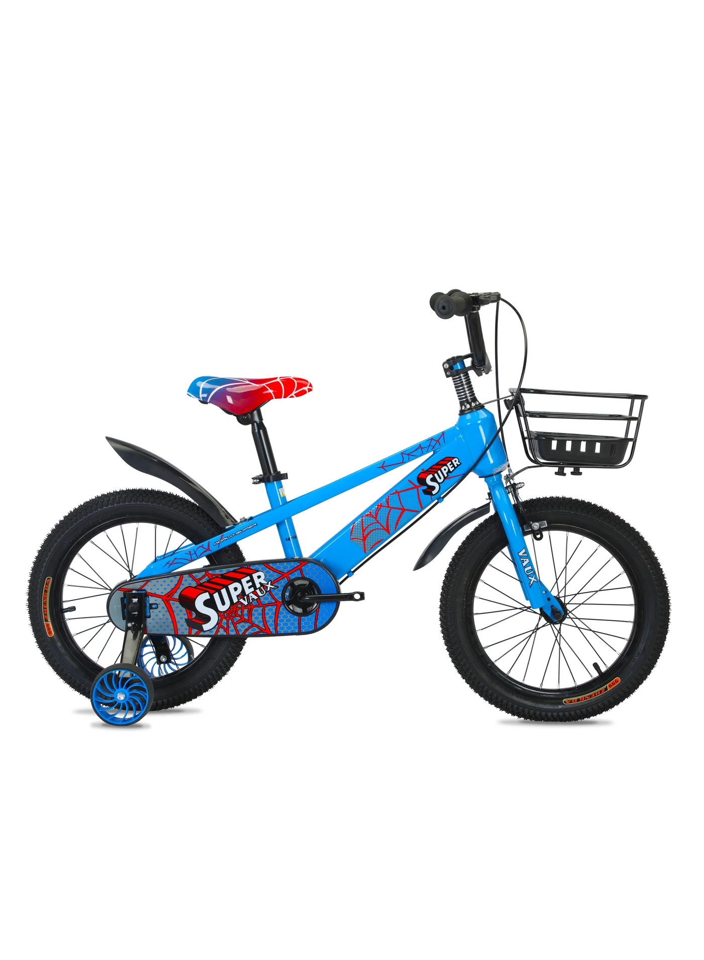 Vaux 16-Inch Kids Bike with Training Wheels and Basket (Blue, 40 cm) a7six