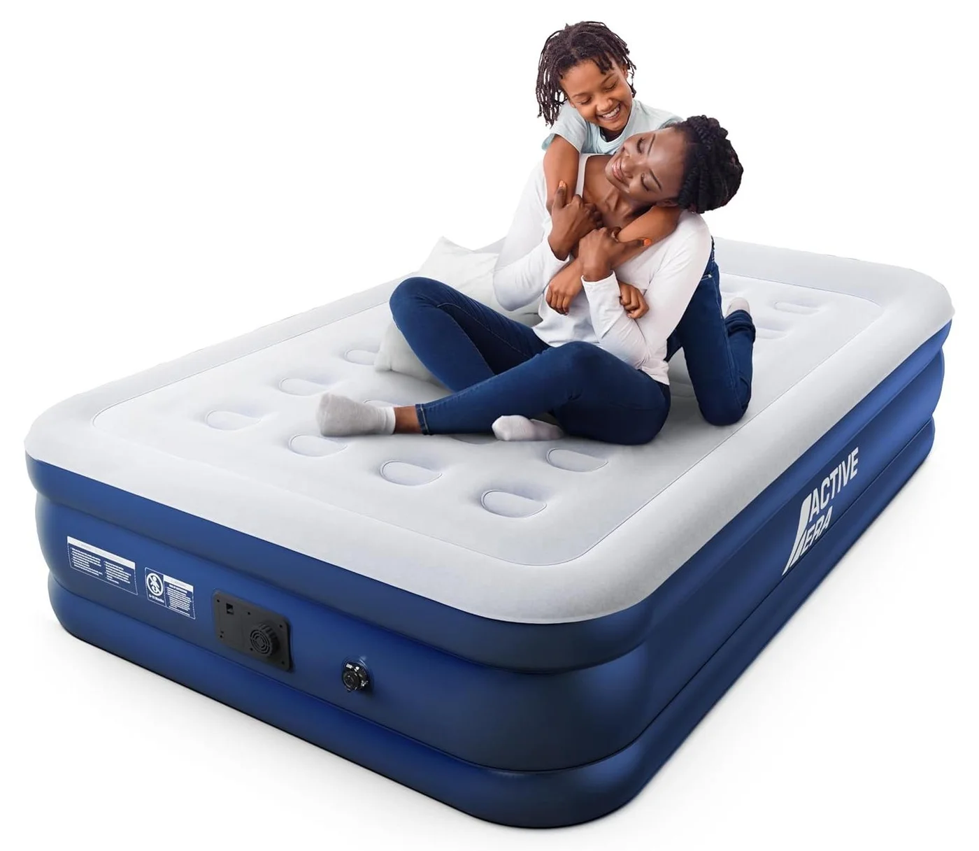 ACTIVE ERA Inflatable Air Mattress with Built-in Electric Pump and Pillow (Double Size, 195 x 137 x 46 cm) izdco