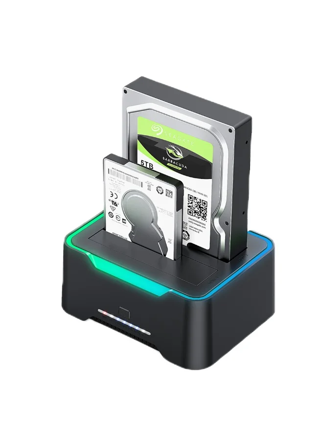 Haing Dual Bay Hard Drive Docking Station USB 3.0 SATA HDD SSD Dock with RGB Lighting (Supports 2.5 and 3.5 Inch Drives) xtu2r