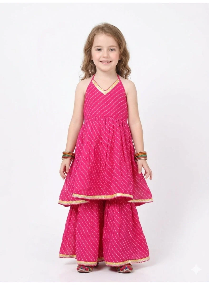 Saka Designs Leheriya Printed Kurta and Sharara Set Premium Ethnic Wear for Girls ipz4p