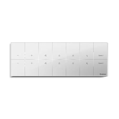 Crabtree iSense Smart Touch Panel with 2 Fan Controllers, 4 Switches, 1 Dimmer, 2 Scenes (White, 8M Gang Box Compatible) 1eow9