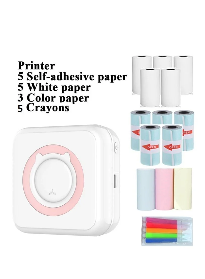 Joyelink Portable Thermal Pocket Printer Wireless Instant Photo Maker with 13 Paper Rolls (Pink) 2lxqe