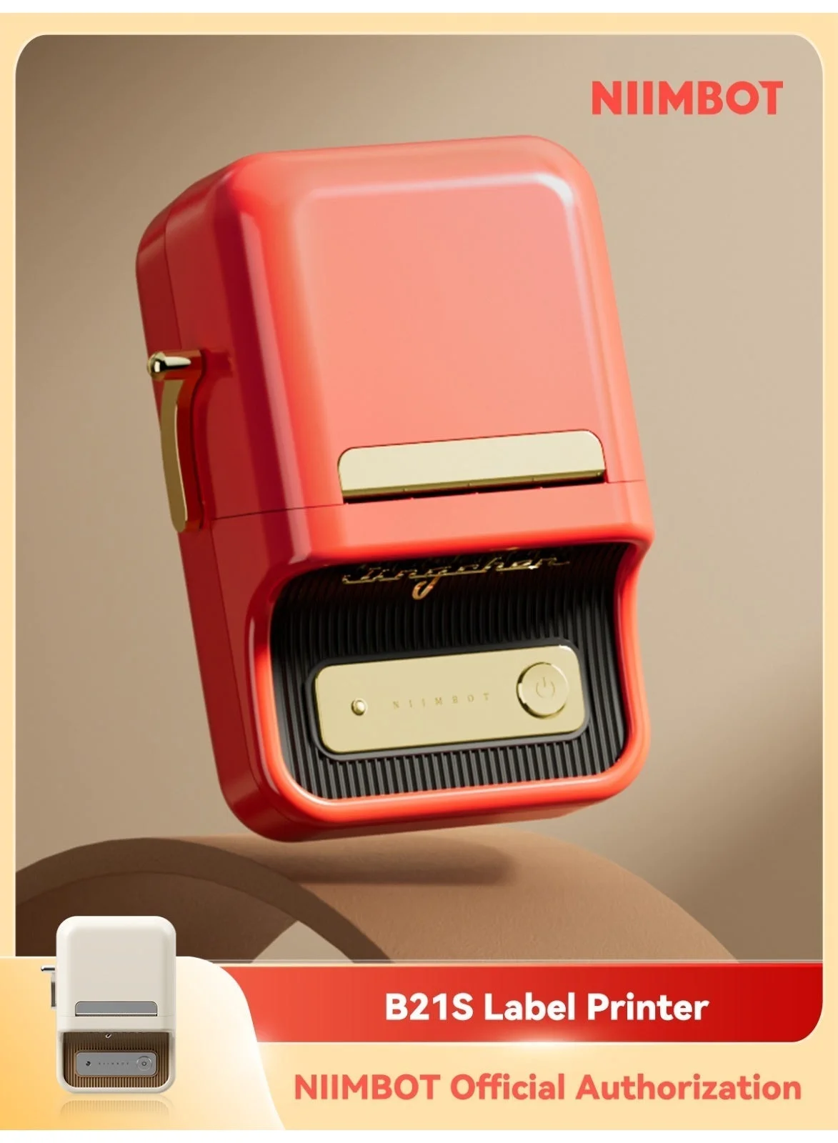 Thermal Label Printer Machine Vintage Style Portable Wireless Label Maker for Home Office Organization (Red, 5 cm Width) 3rkj6