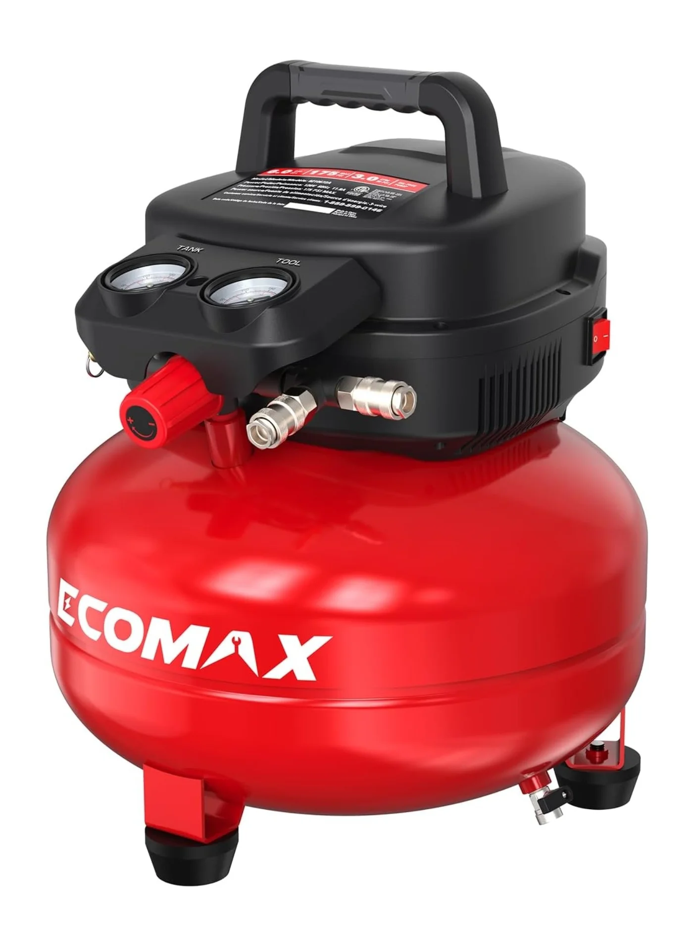 Ecomax Air Compressor (23L, 1400W, 8-10 Bar, Oil-Free Pancake Tank) Professional Portable Power Tool for Workshop and Home Use 9r3fh